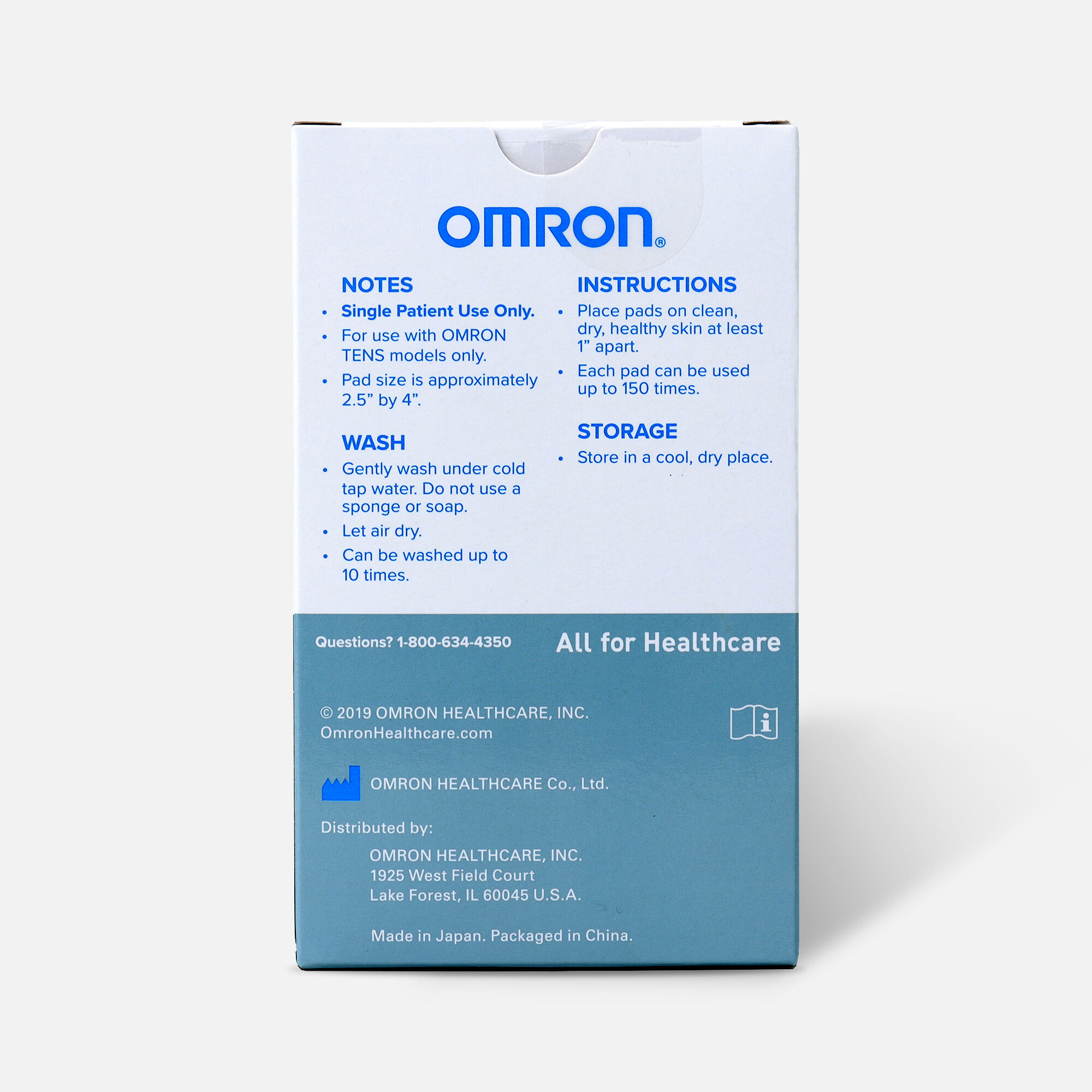 OMRON electroTHERAPY Pain Relief Long Life Replacement Pads, 2 ct., , large