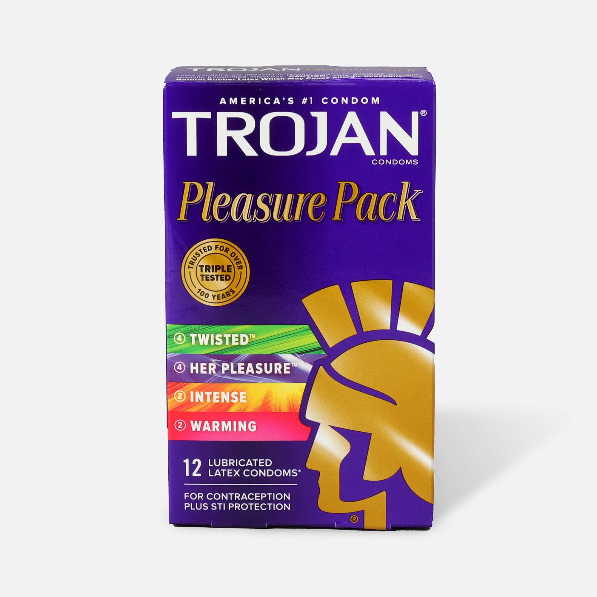 Trojan Lubricated Latex Condoms, Pleasure Pack, 12 ct., , large