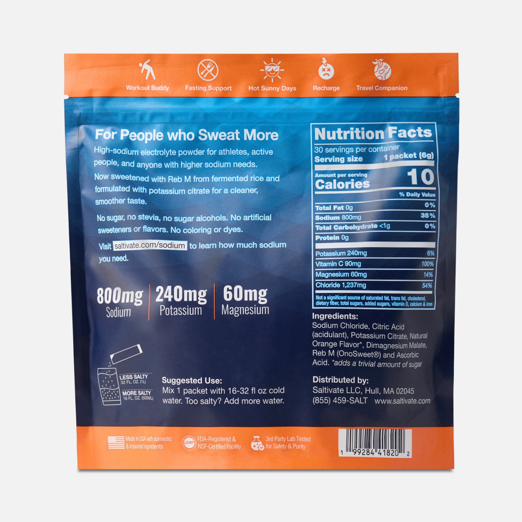 Saltivate® Electrolyte Drink Mix, Zero Sugar, 30 Stick Packs, , large