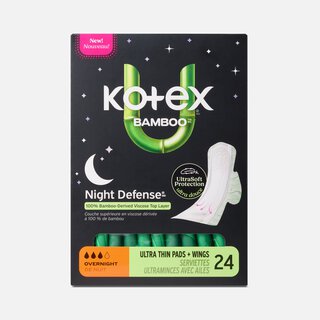 Kotex® Bamboo Ultra Thin Overnight Pads with Wings, 24 ct.