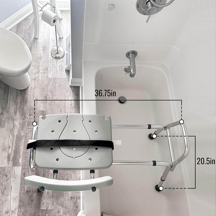 DMI® Sliding Transfer Bench Shower Chair with Cut-Out Seat, , large