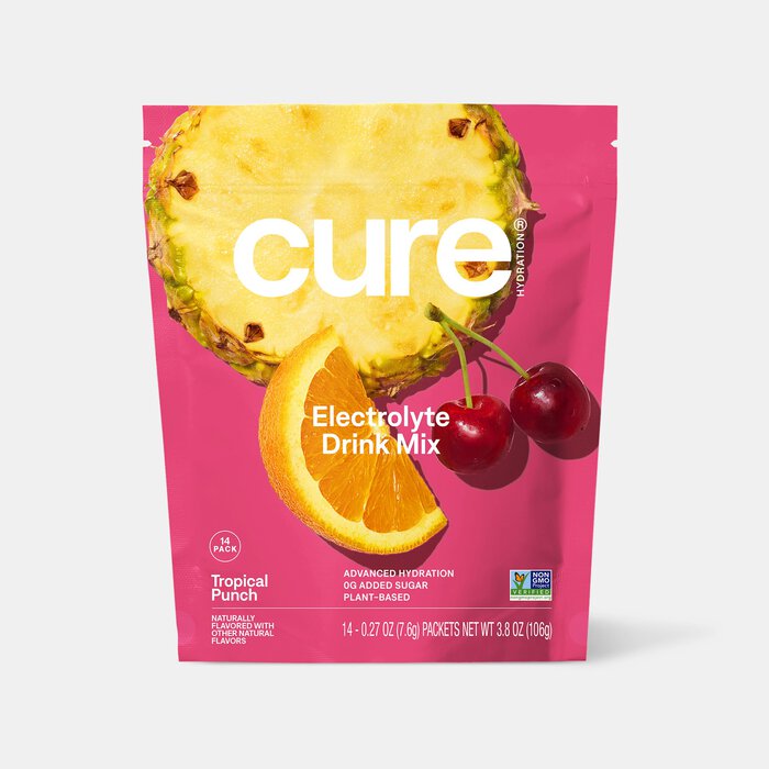 Cure Hydrating Electrolyte Drink Mix Pouches, Tropical Punch, 14 ct., , large