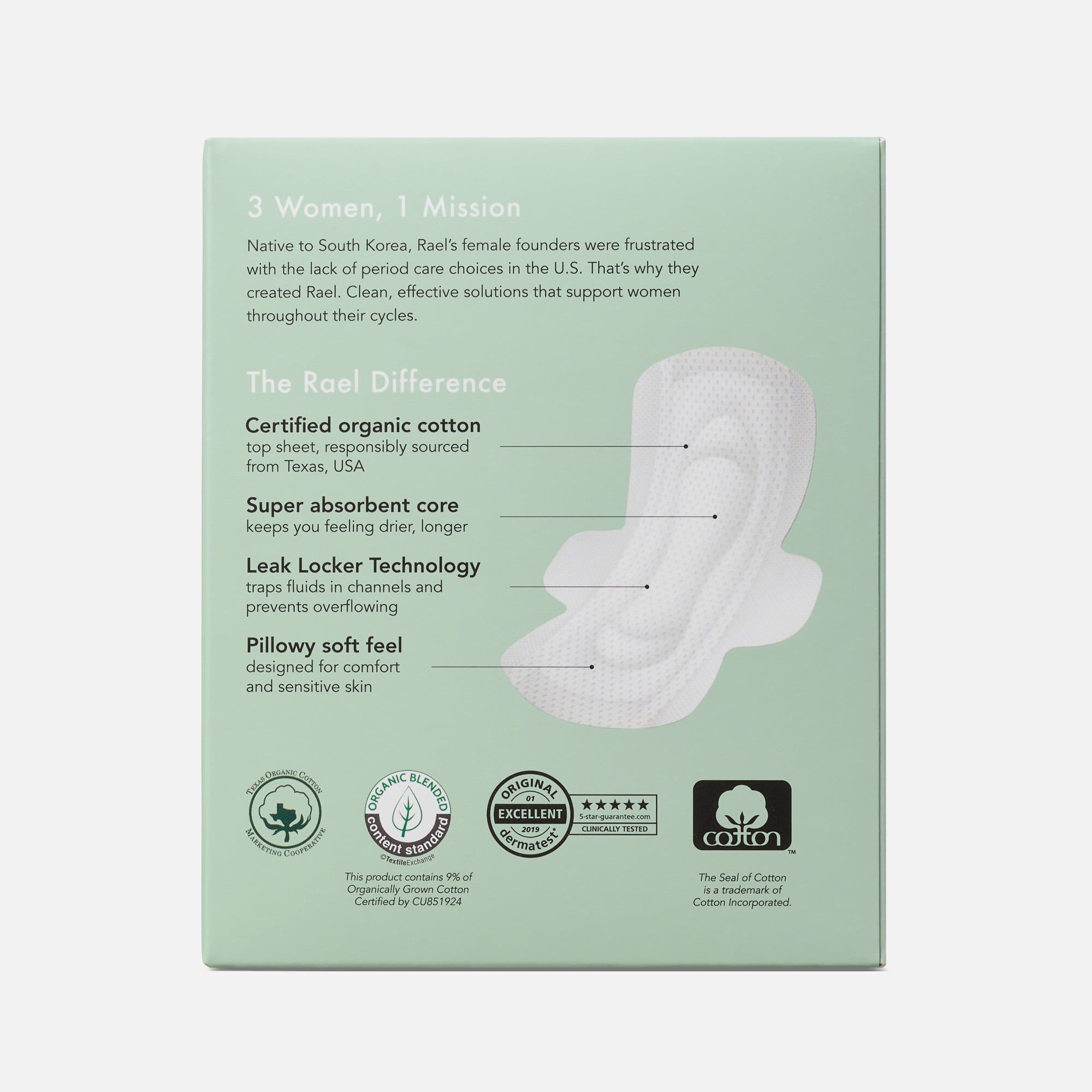 Rael Organic Cotton Cover Pads, Regular, 16 ct., , large