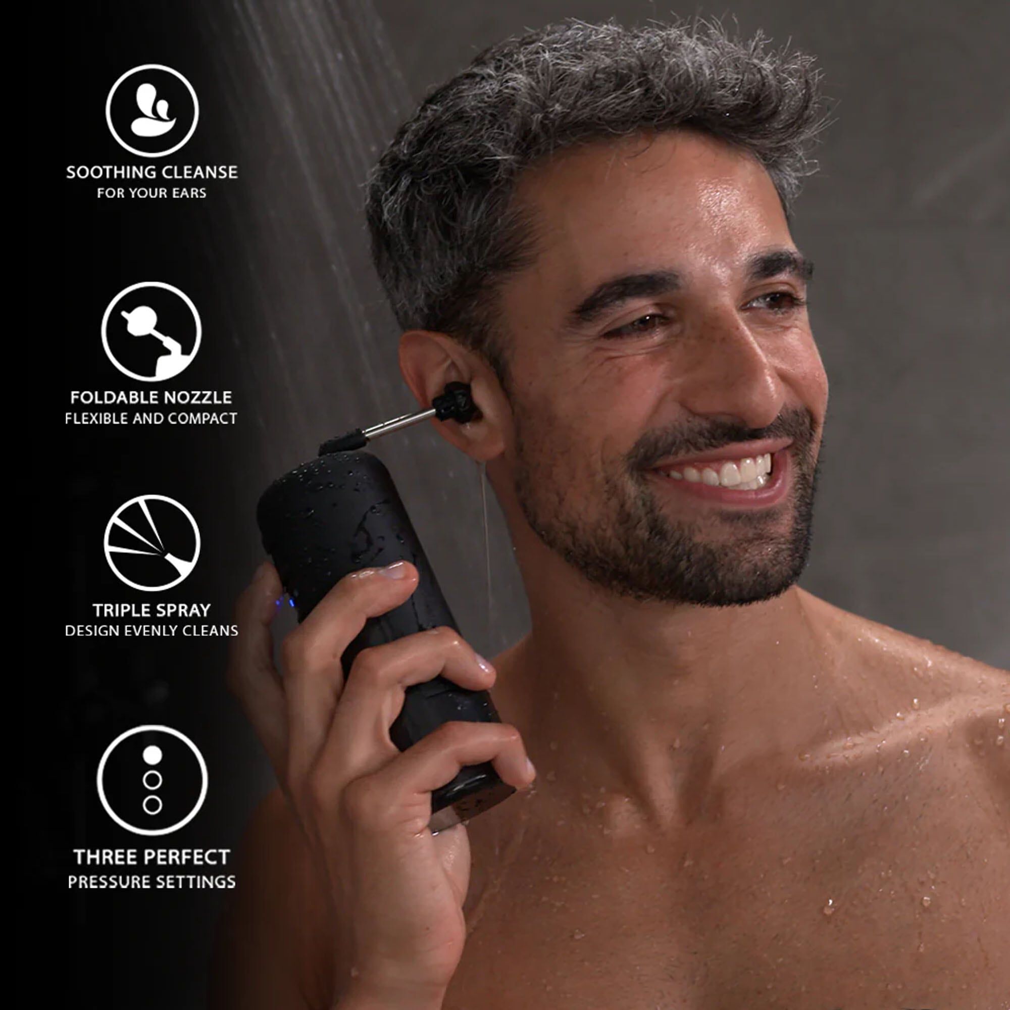 Wush Pro Powered Ear Cleaner, Black, Black, large