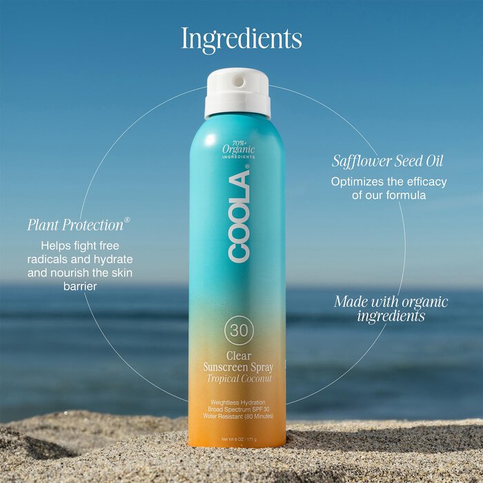 COOLA Classic Body Organic Sunscreen Spray SPF 30 Tropical Coconut, 6 oz., , large