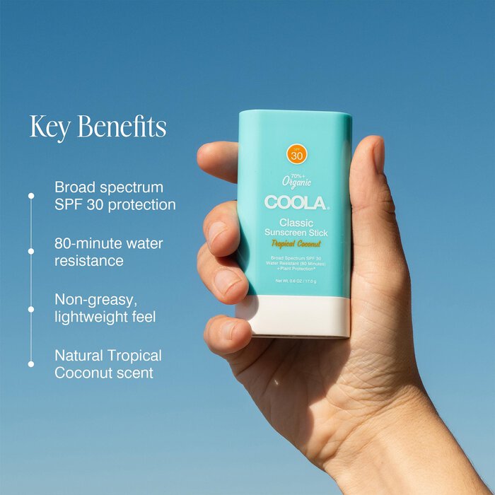 COOLA Classic Organic Sunscreen Face & Body Stick SPF 30 Tropical Coconut, , large