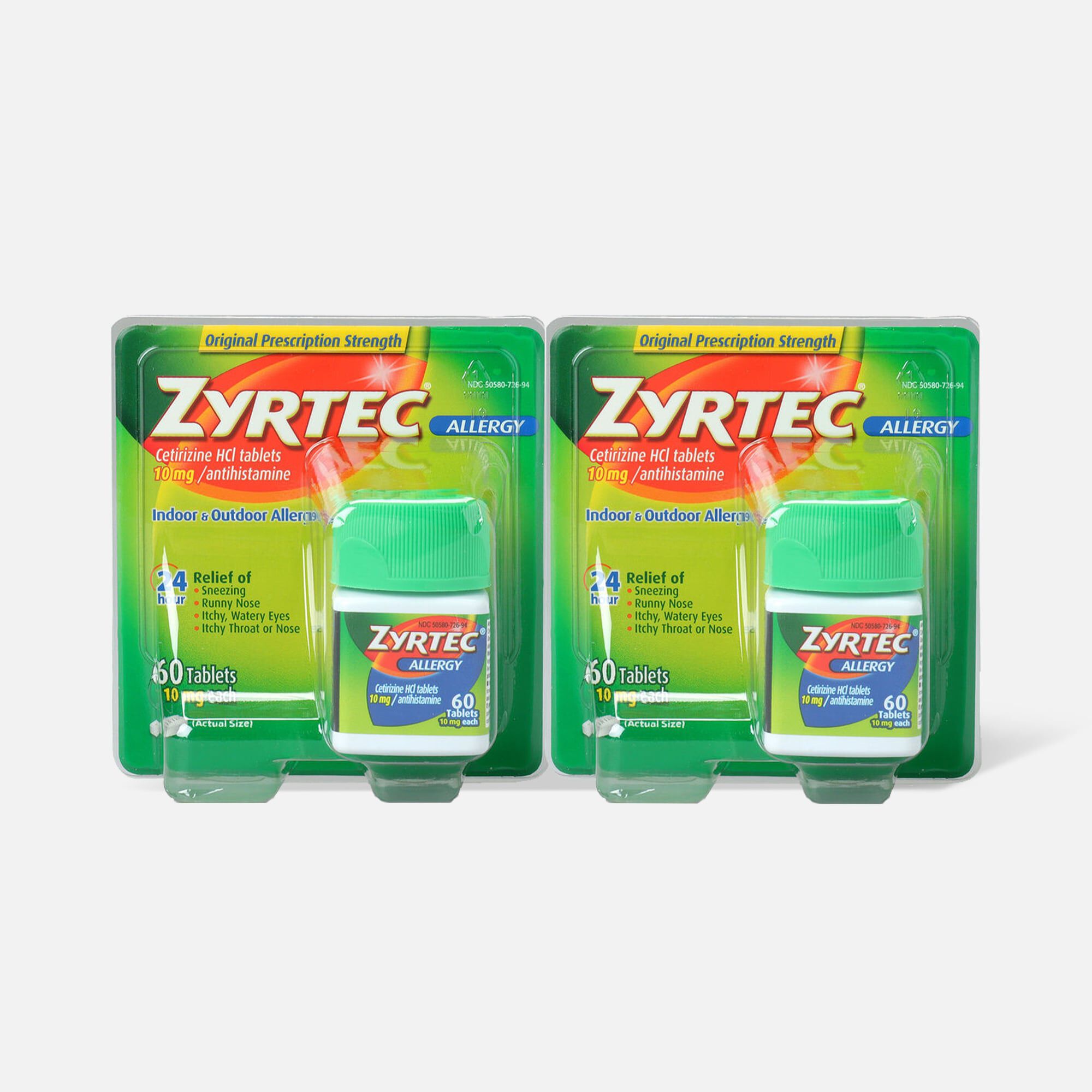 Zyrtec Adult Allergy Relief Tablets, 10mg, 60 ct. (2-Pack), , large