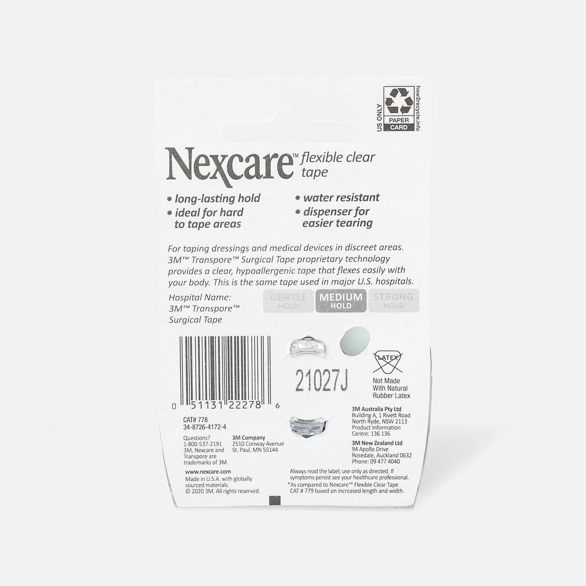 Nexcare Flexible Clear First Aid Tape Dispenser, 1" x 10 yds, , large
