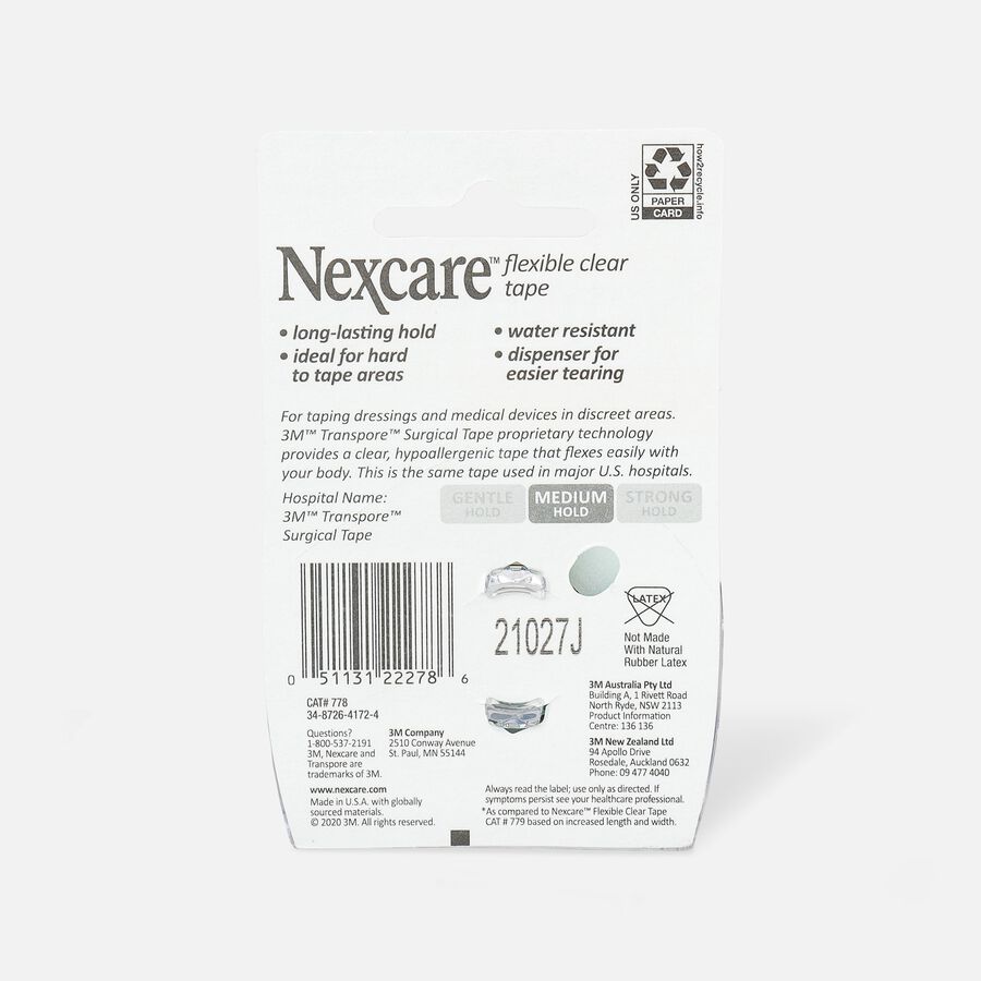 Nexcare Flexible Clear First Aid Tape Dispenser, 1" x 10 yds, , large image number 1