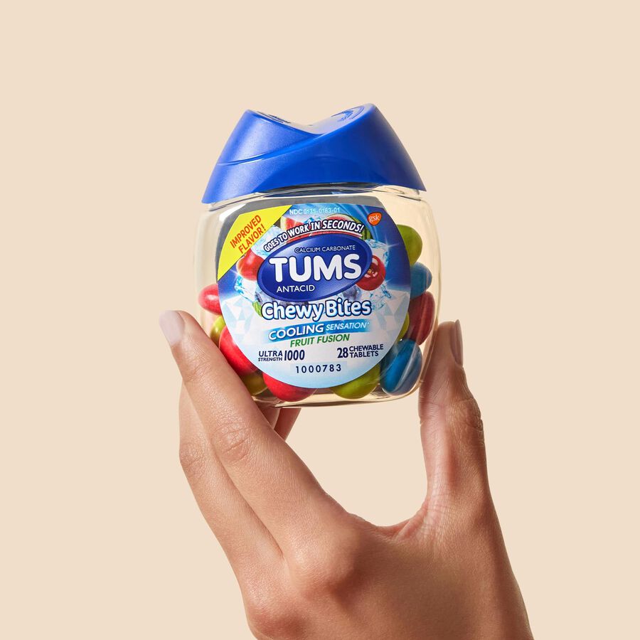TUMS Ultra Strength Chewy Bites Cooling Sensation Antacid Chews, Fruit Fusion, 28 ct., , large image number 3