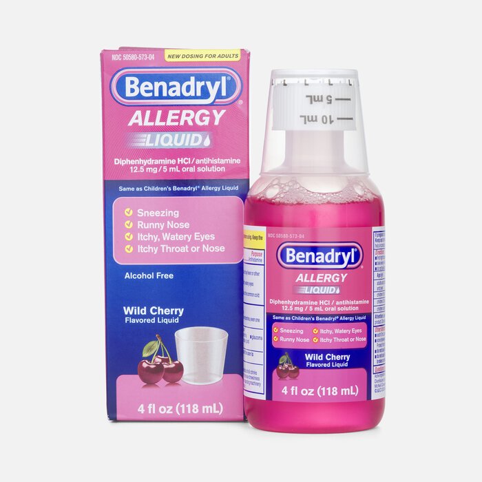 Benadryl Allergy Relief Oral Solution, Wild Cherry, 4 fl oz., , large