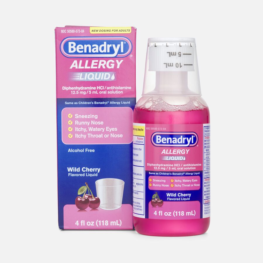 Benadryl Allergy Relief Oral Solution, Wild Cherry, 4 fl oz., , large image number 0