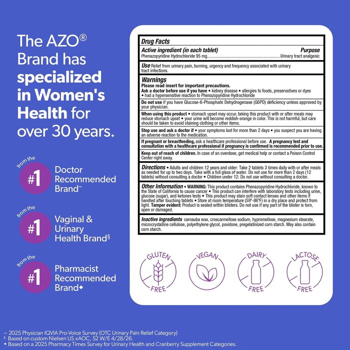 AZO Urinary Pain Relief Maximum Strength Tablets, 24 ct., , large