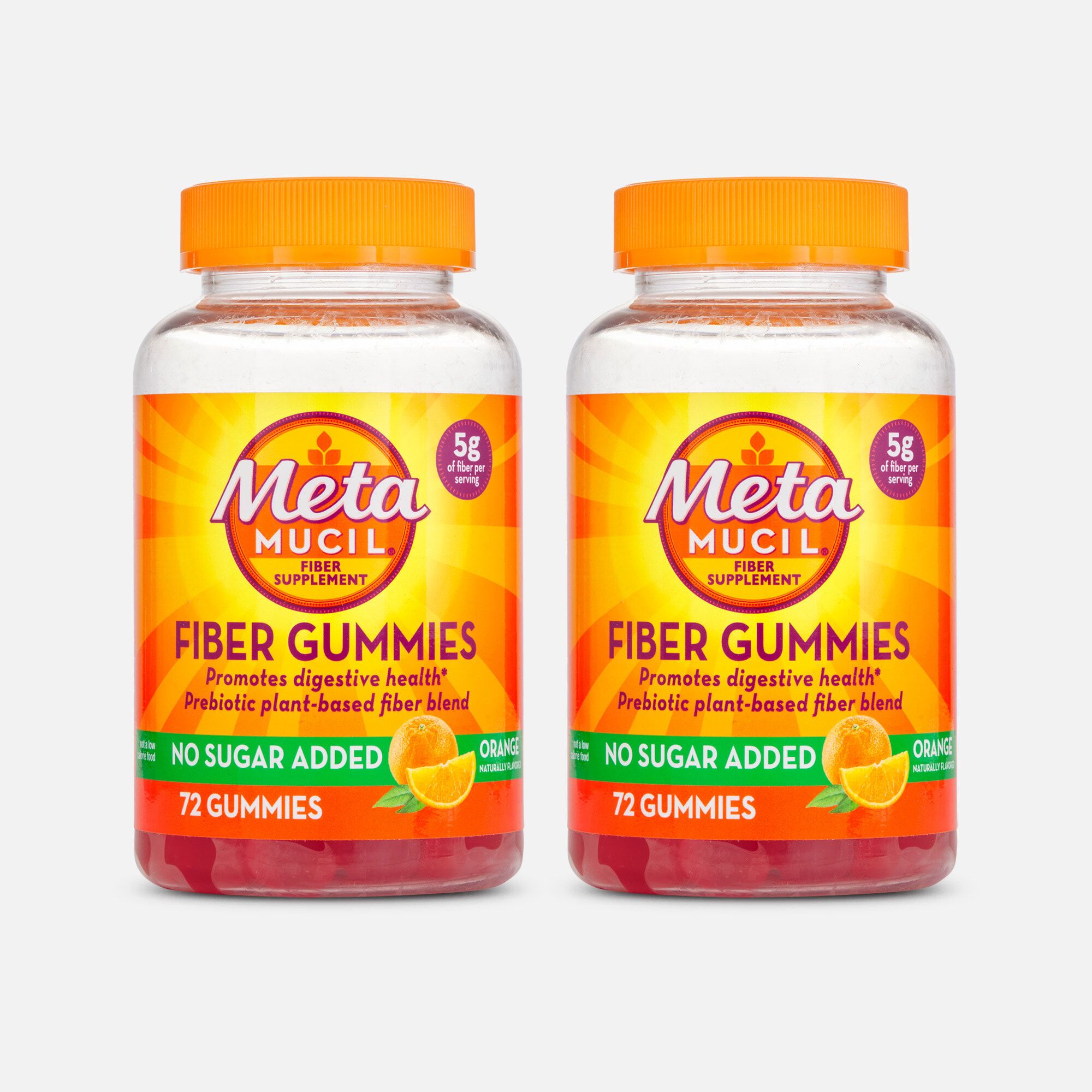 Metamucil Fiber Gummies, No Sugar Added, Orange,  72 ct. (2-Pack), , large