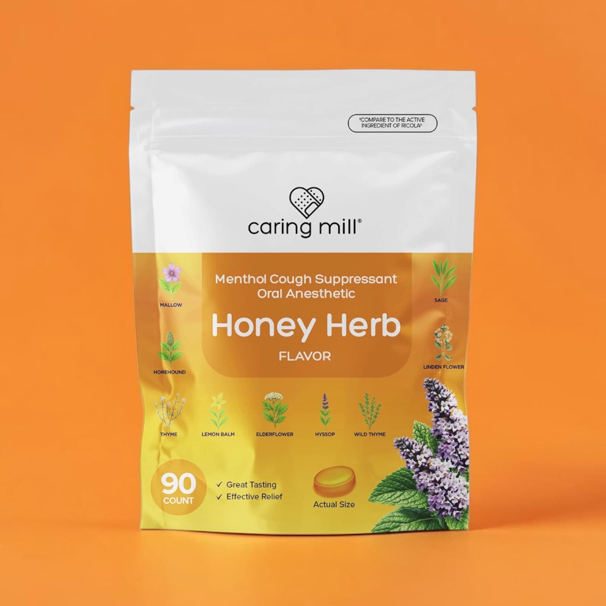 Caring Mill™ Cough Drops, Honey Herb, 90 ct, , large