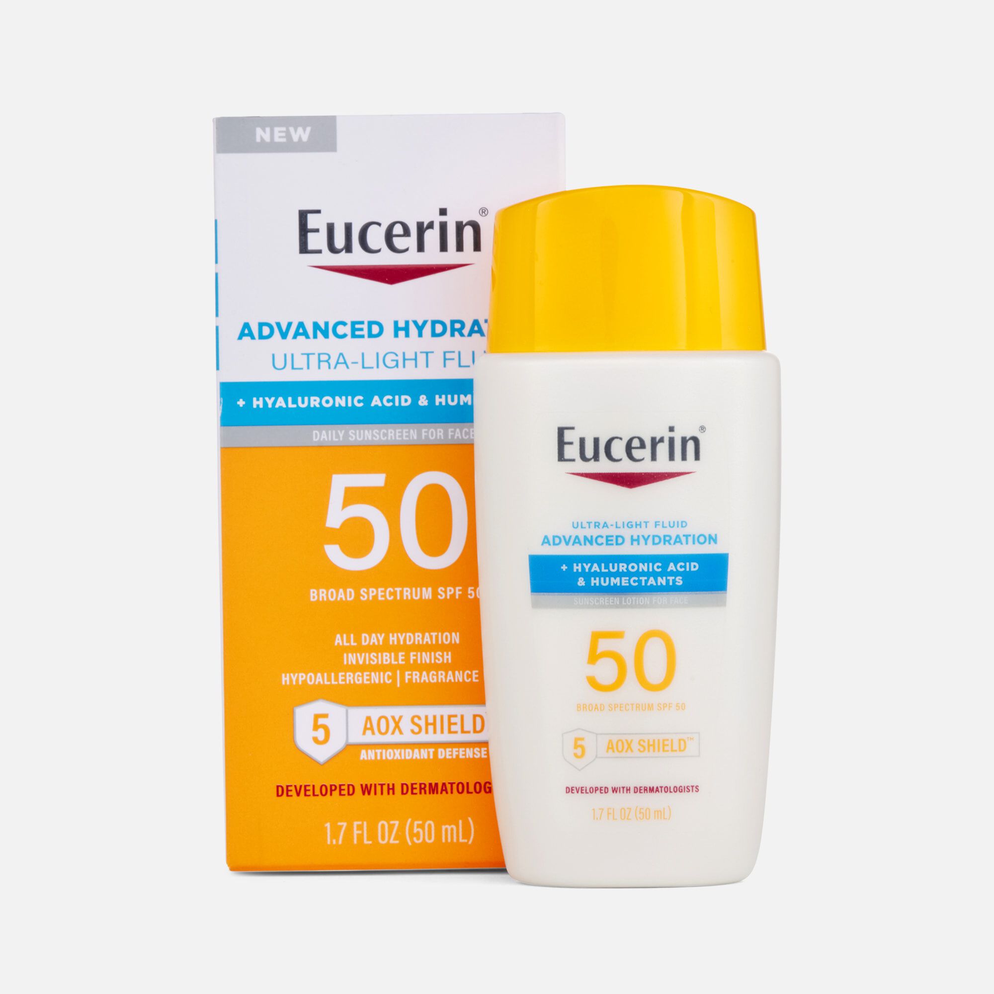 Eucerin Sun Advanced Hydration Ultra-Light Face Sunscreen, SPF 50, 1.7 fl oz., , large