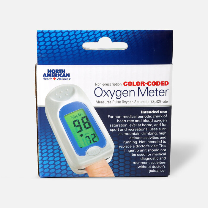 North American Health+Wellness Color-Coded Oxygen Meter, , large