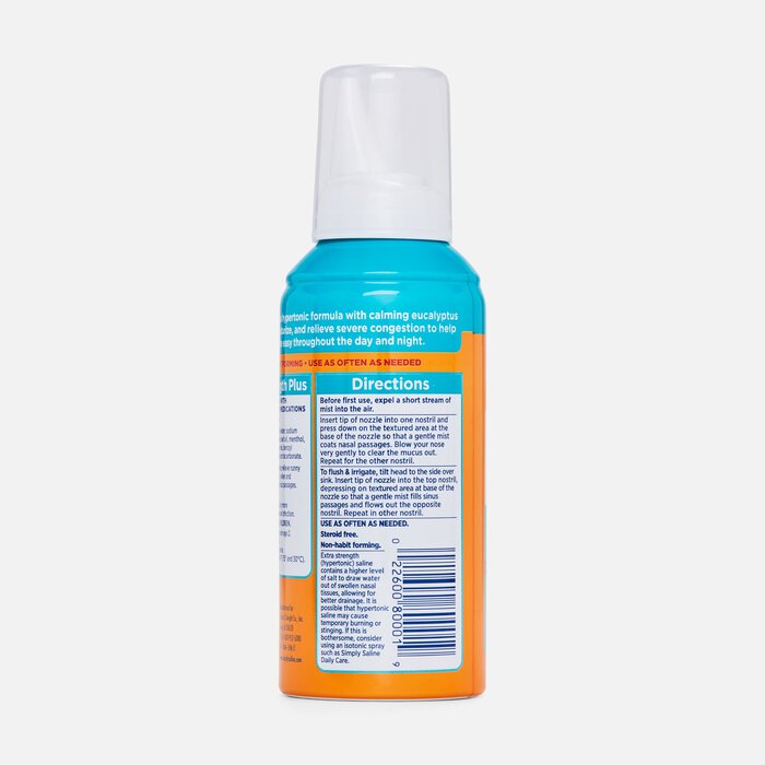 Simply Saline Adult Nasal Mist Extra Strength Plus with Calming Eucalyptus, 4.6 oz., , large