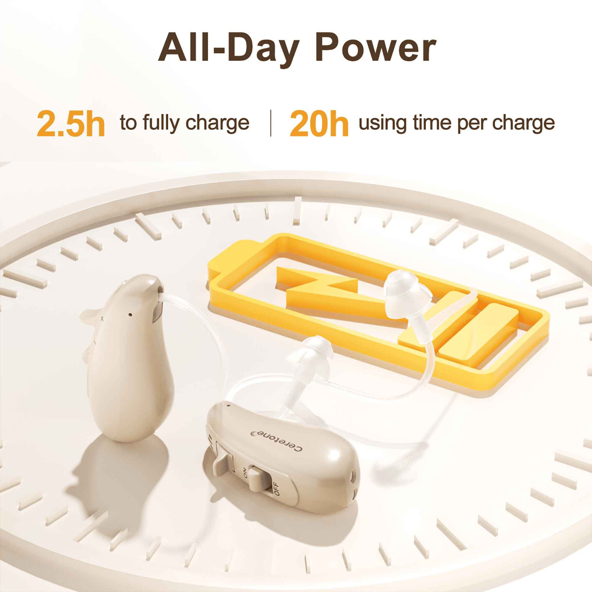Ceretone Solid Rechargeable Behind-the-Ear OTC Hearing Aids, Pair, , large