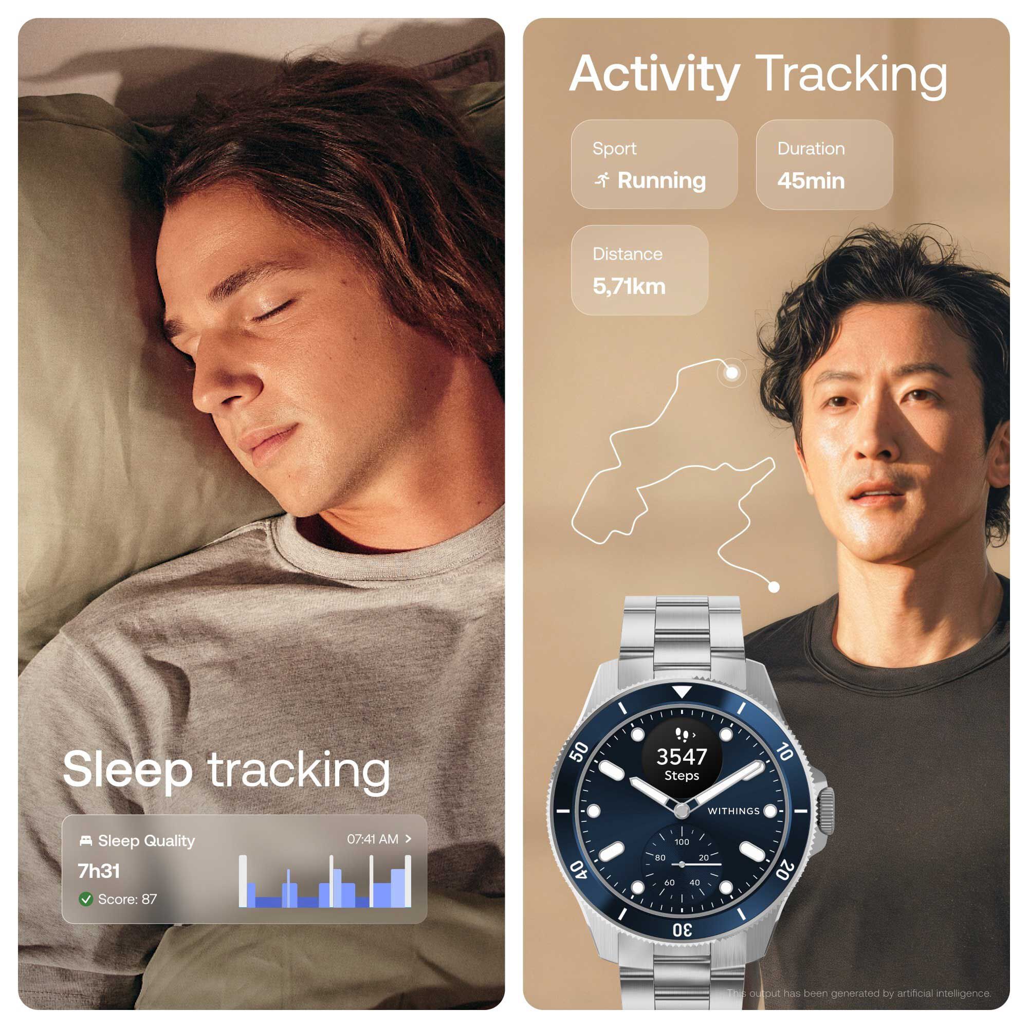Withings ScanWatch Nova Premium Heart Health Hybrid Smartwatch, 42mm, Blue, , large