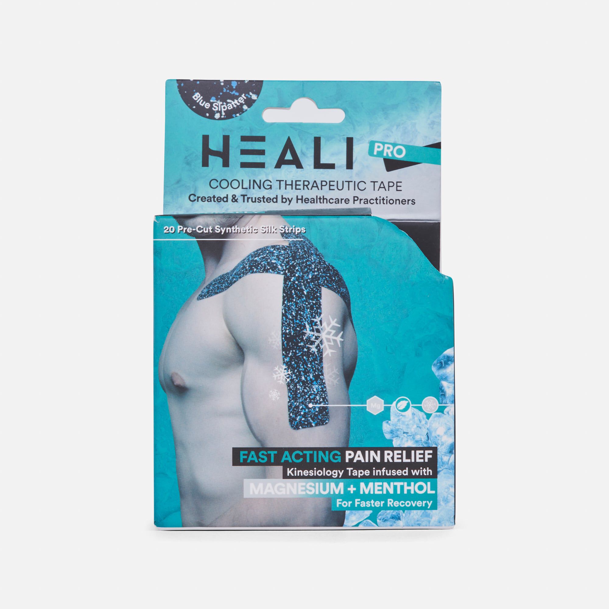 Heali Magnesium and Menthol Infused Kinesiology Tape, Splatter, 20 Strips, 2" x 10"