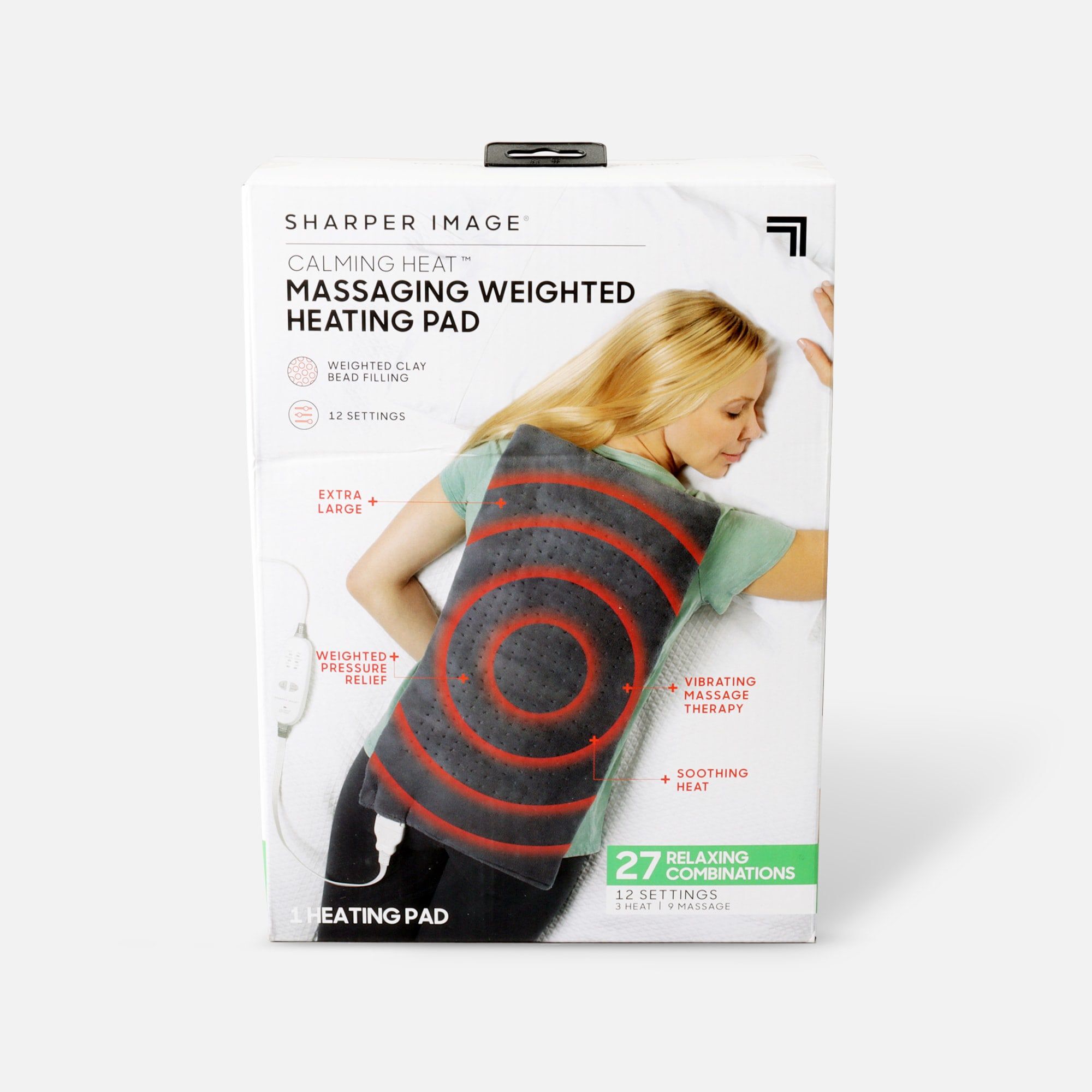 Sharper Image® Calming Heat Massaging Weighted Heating Pad, 12” x 24”, 4 lbs, , large