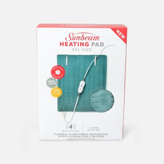 Sunbeam Premium 2X-Large Plush Heating Pad, Dark Teal, 4 Heat Settings