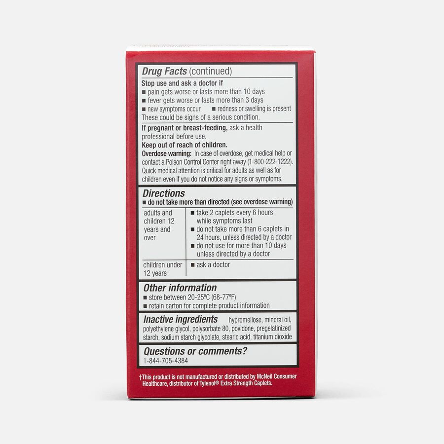Caring Mill™ Acetaminophen Adult Pain Reliever/Fever Reducer Extra Strength Caplets, 100 ct., , large image number 2