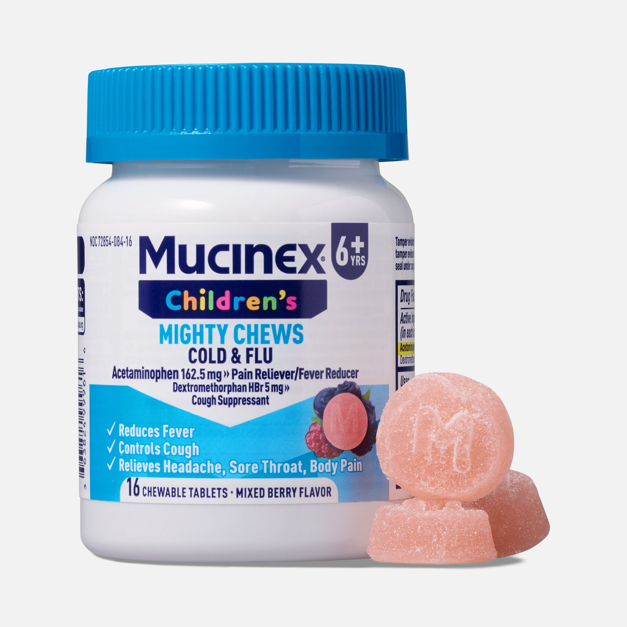 Mucinex Children's Mighty Chews Daytime Cold & Flu, Mixed Berry, 16 ct., , large