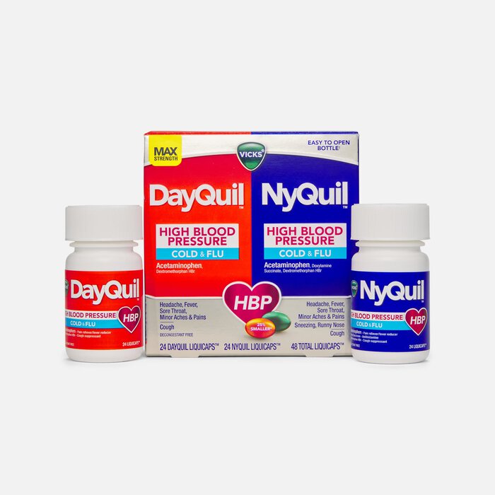 Vicks DayQuil & NyQuil High Blood Pressure Cold & Flu Relief LiquiCaps, 48 ct., , large