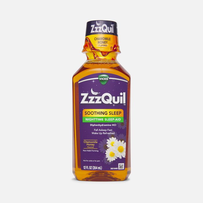 Vicks ZzzQuil Soothing Sleep Nighttime Sleep-Aid Liquid, Chamomile Honey, 12 fl oz., , large