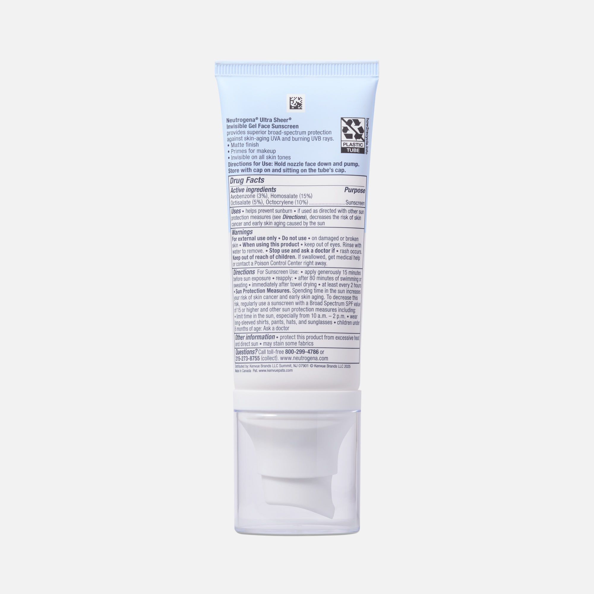 Neutrogena Ultra Sheer Invisible Gel Face Sunscreen SPF 40, 1.7 oz. Tube, , large