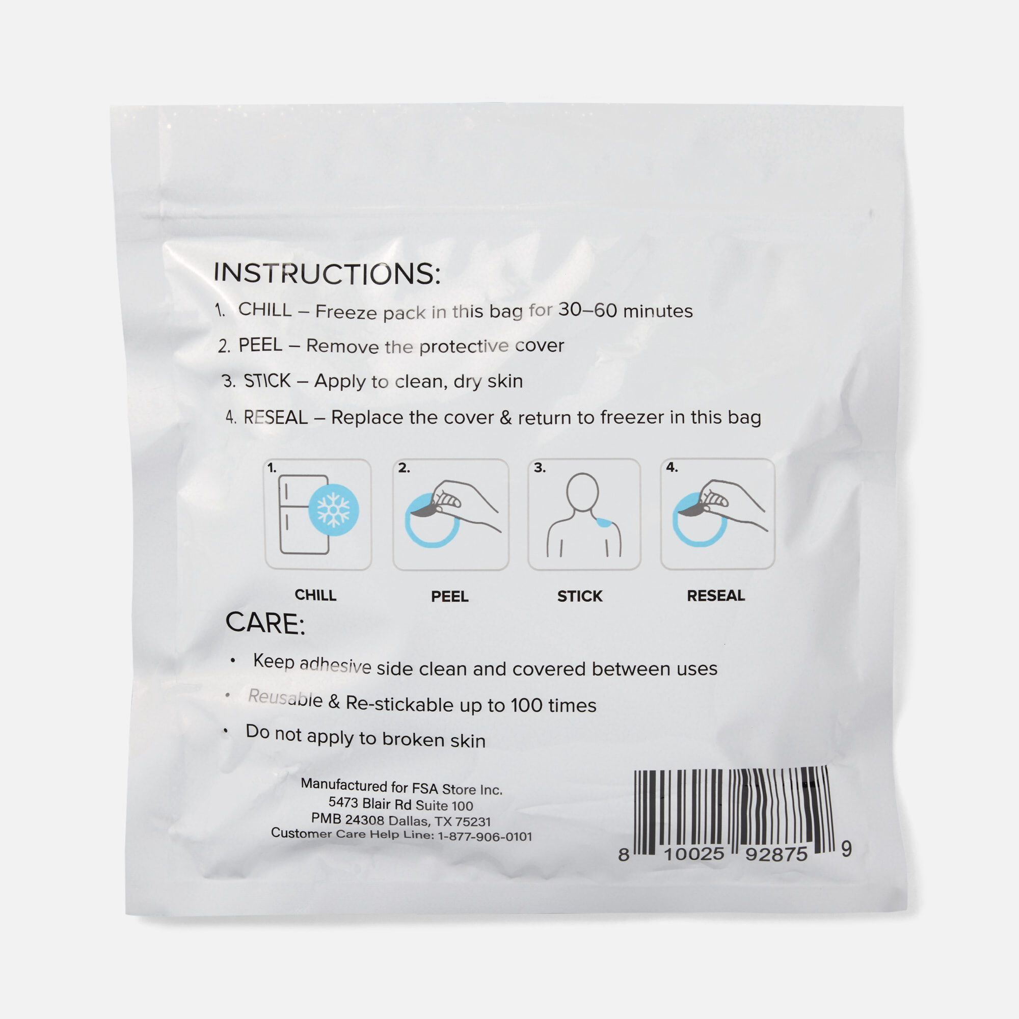 Caring Mill™ Self Sticking Reusable Ice Packs, Set of 4 (2 Large, 2 Mini), , large