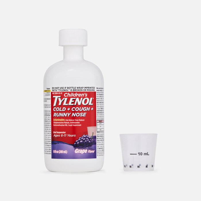 Children's Tylenol Cold + Cough + Runny Nose Relief Liquid, Grape, 8 fl oz., , large