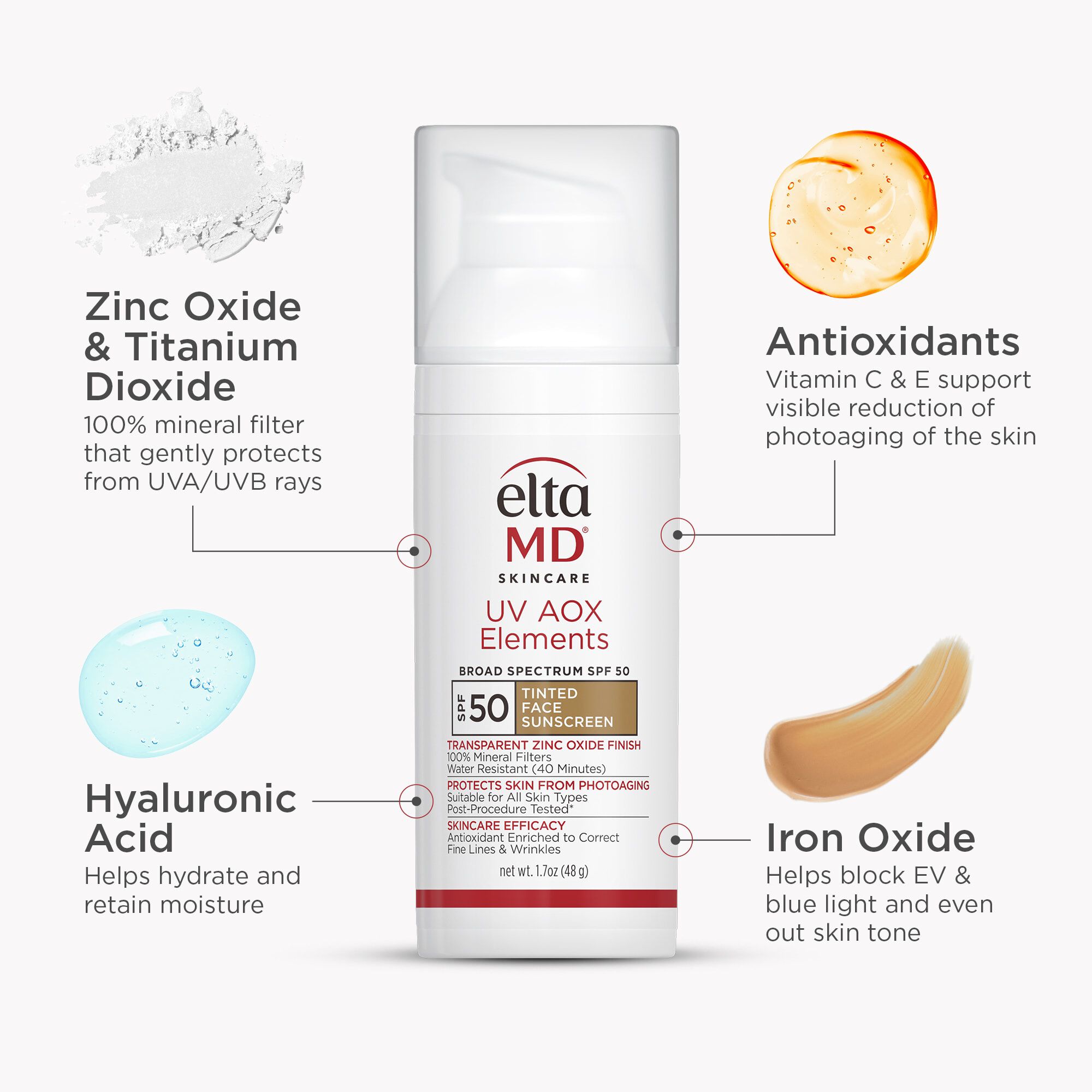 EltaMD UV AOX Elements Broad-Spectrum Tinted Mineral Face Sunscreen, SPF 50, 1.7 oz., , large