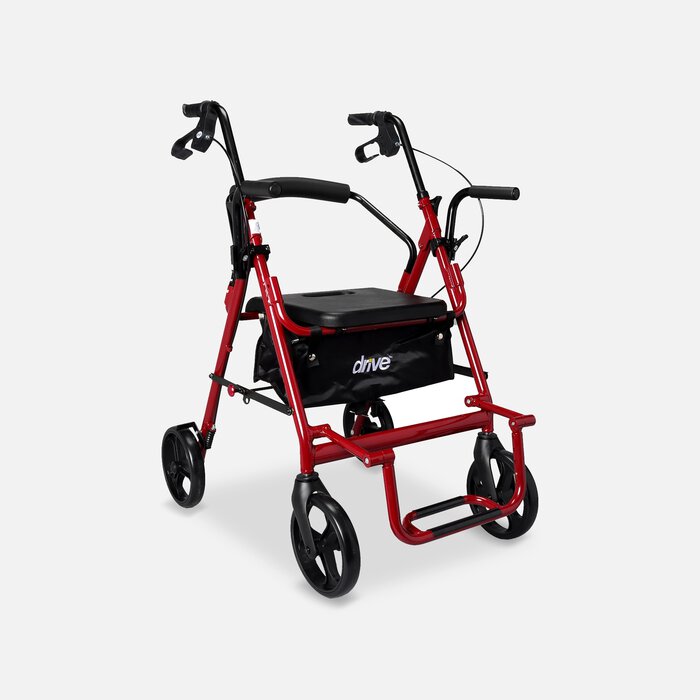 Drive Duet Rollator/Transport Chair, Burgundy, , large