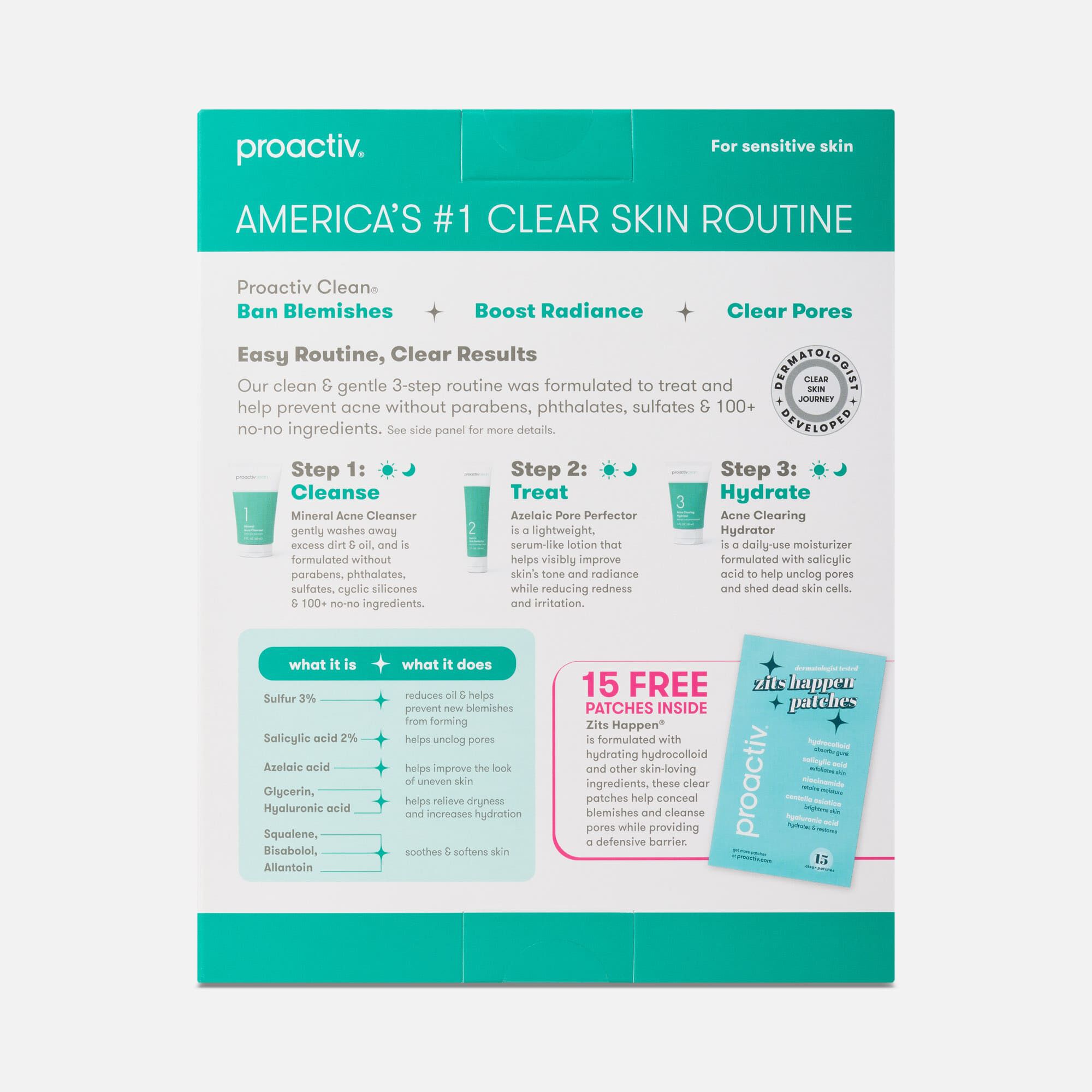 Proactiv Clean™ 3-Step Routine Kit with Zits Happen™ Patches, , large