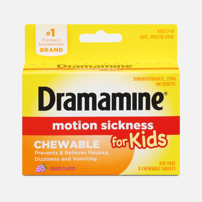 Dramamine Motion Sickness Relief for Kids, Grape Flavor, 8 ct., , large