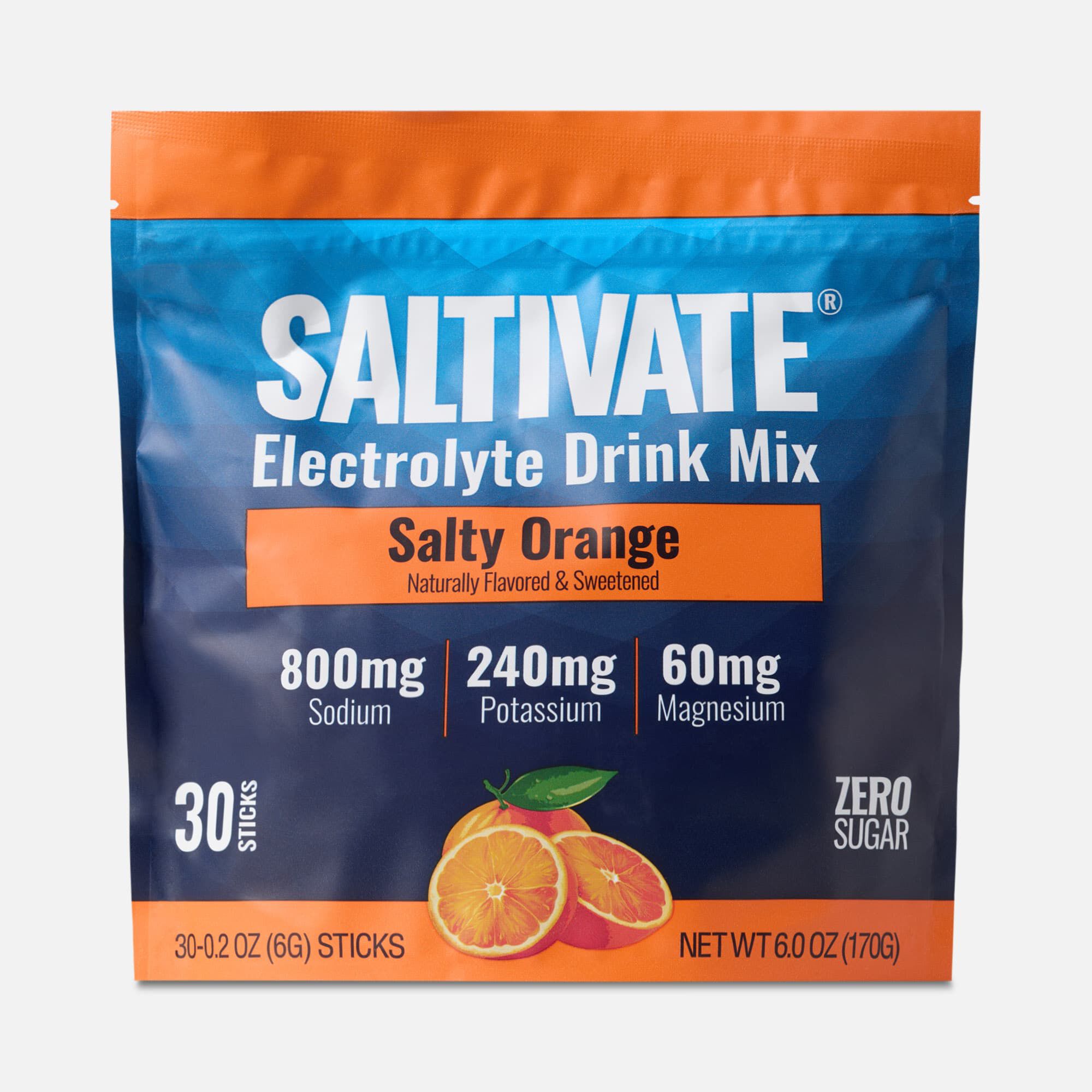 Saltivate® Electrolyte Drink Mix, Zero Sugar, Salty Orange, 30 Stick Packs