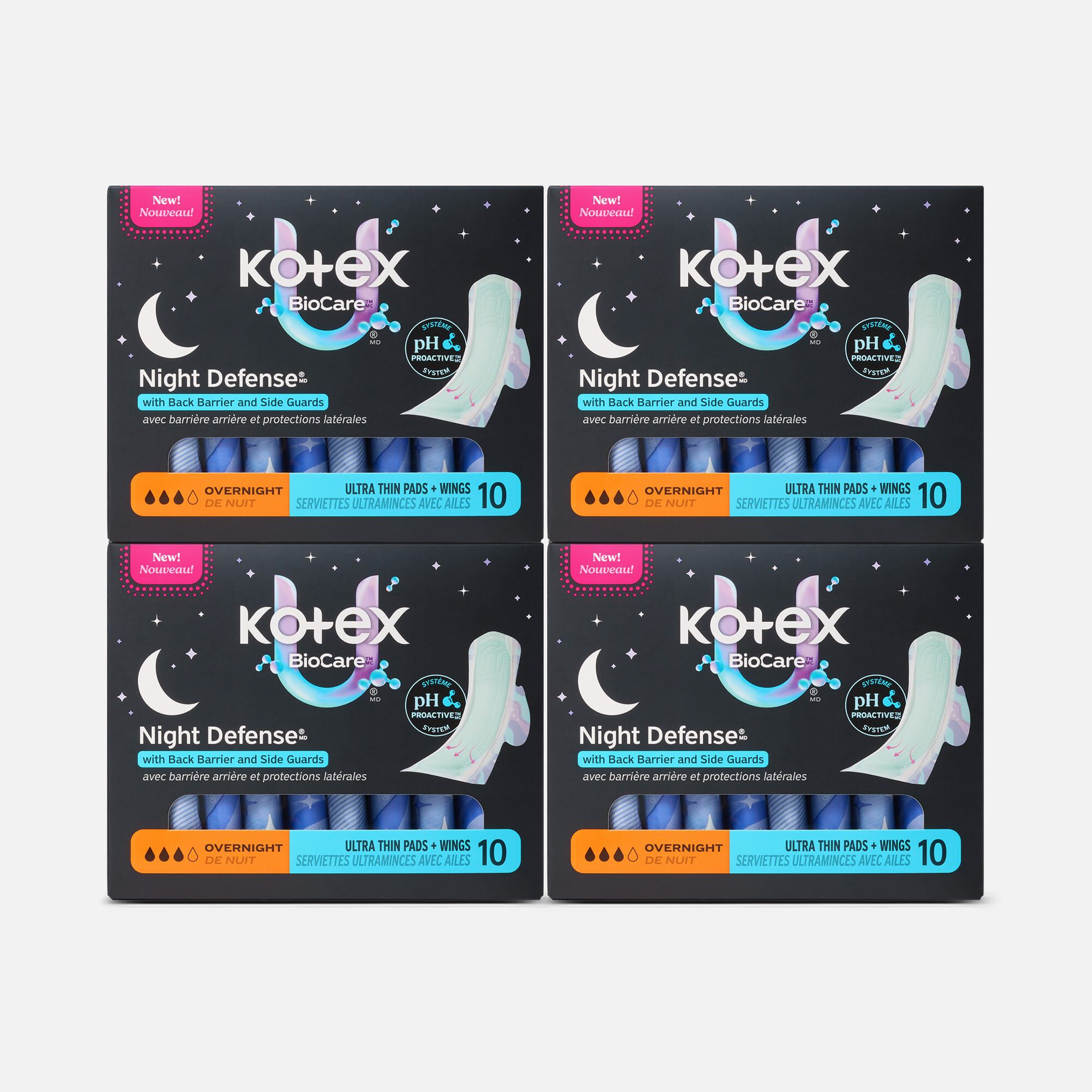 Kotex® BioCare™ Ultra Thin Overnight Pads With Wings, Heavy Absorbency, 10 ct.  (4 pack)