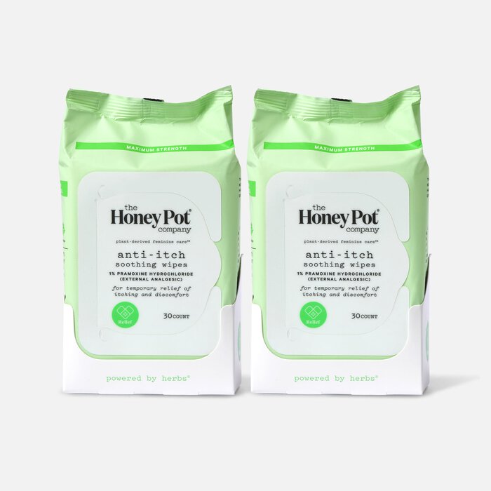 The Honey Pot Anti-Itch Wipes with 1% Pramoxine & Witch Hazel, 30 ct. (2-Pack), , large