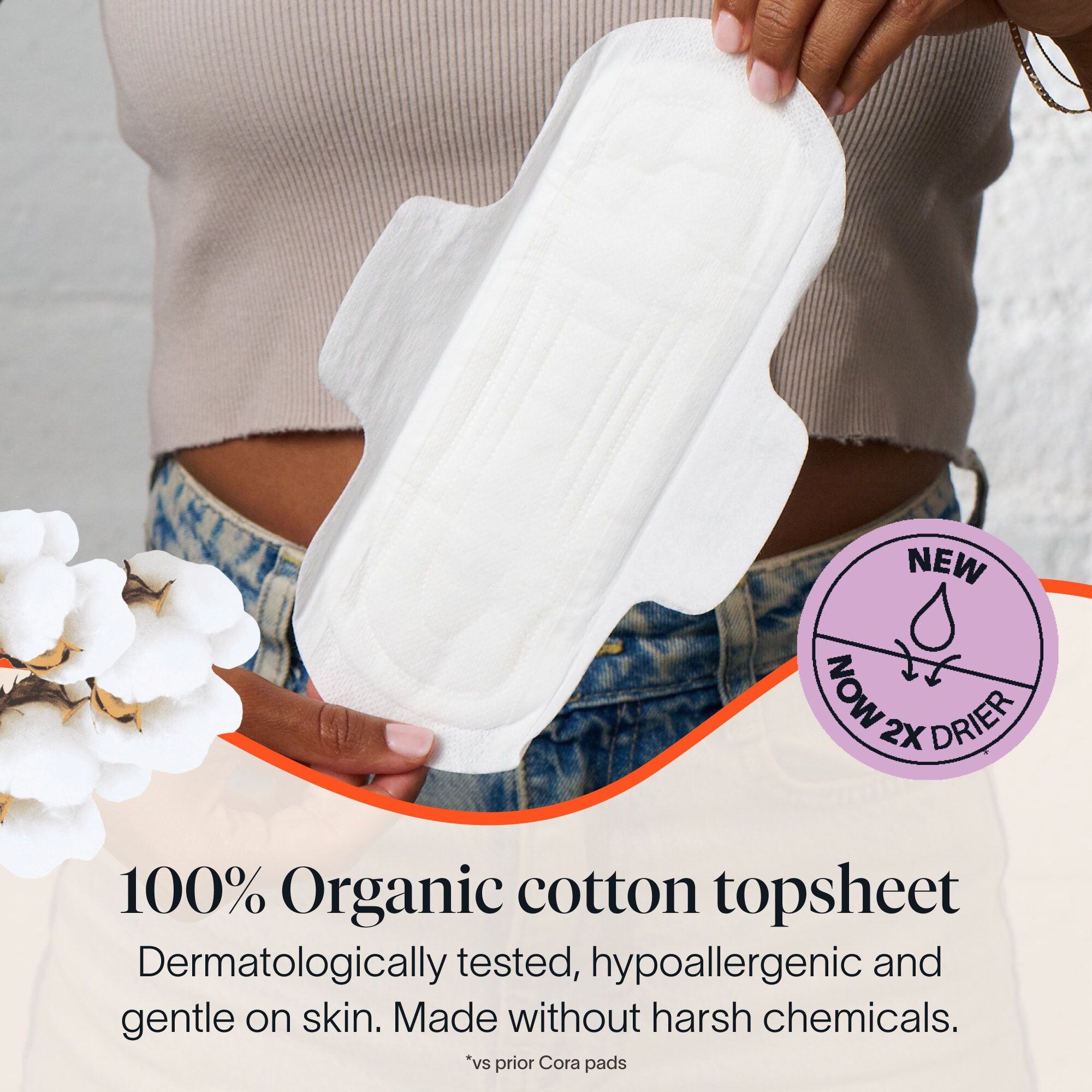 Cora Organic Cotton Ultra Thin Period Pads, , large
