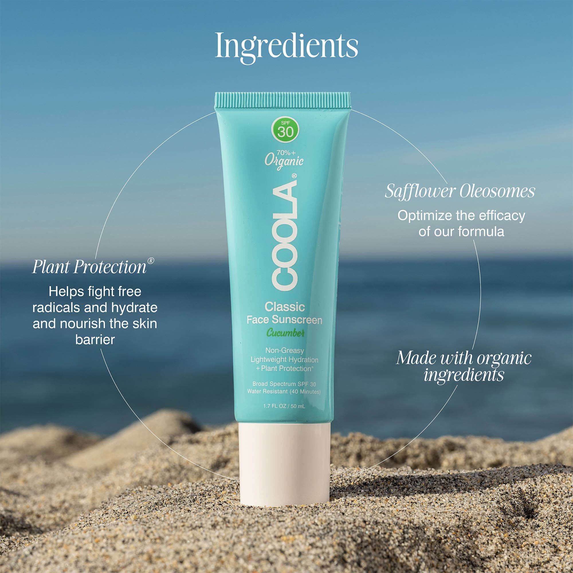 COOLA Classic Face Organic Sunscreen Lotion SPF 30 Cucumber, 1.7 oz., , large