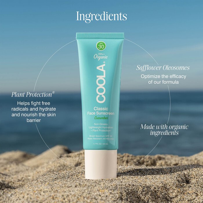COOLA Classic Face Organic Sunscreen Lotion SPF 30 Cucumber, 1.7 oz., , large