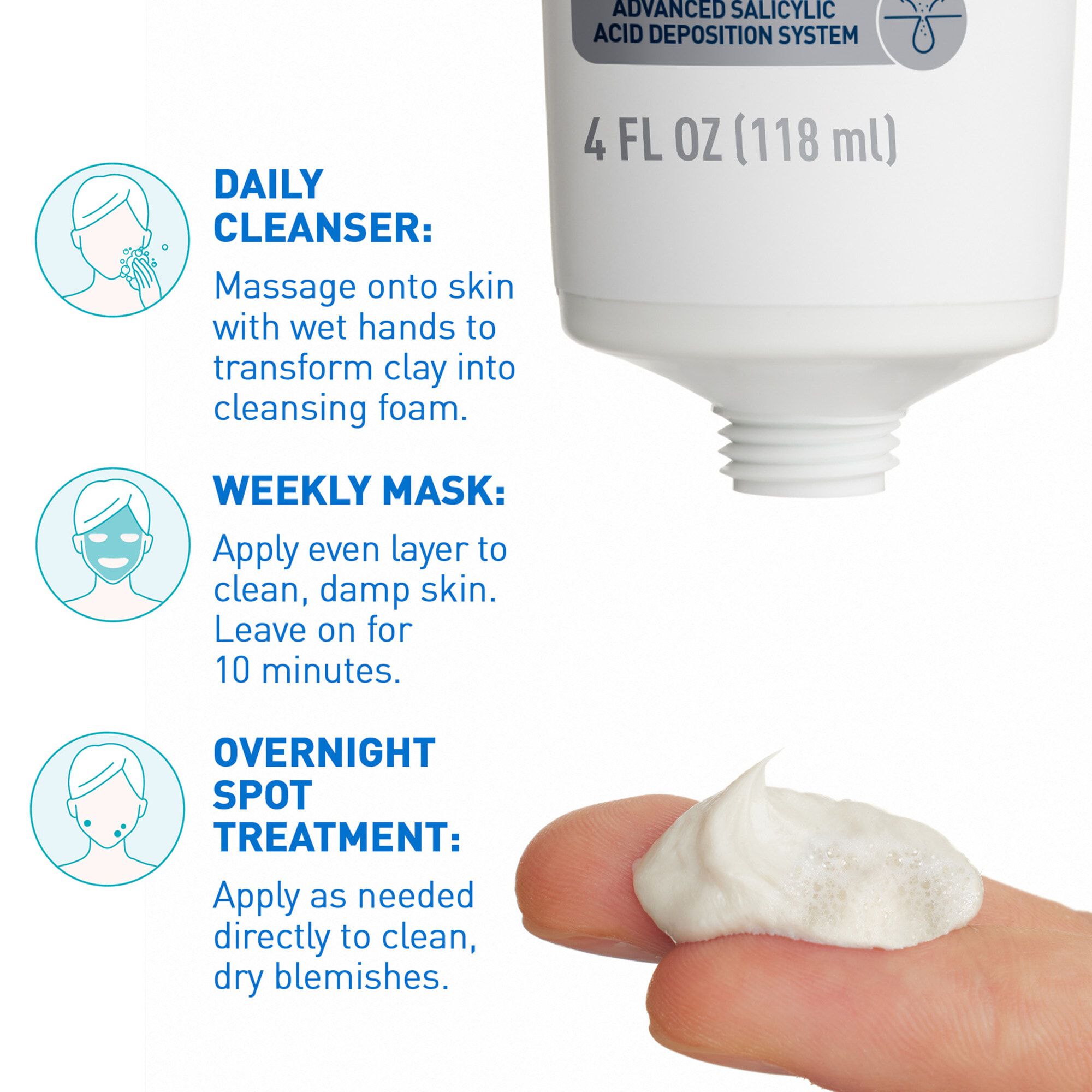 CeraVe® Acne Clay to Foam Cleanser, , large
