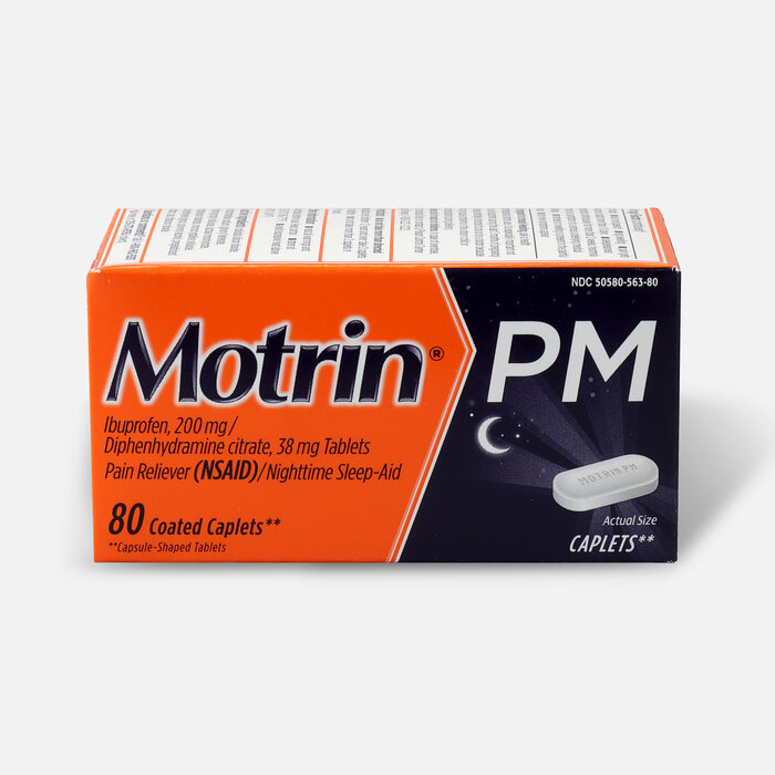 Motrin PM Pain Reliever/Nighttime Sleep-Aid Coated Caplets, 80 ct., , large