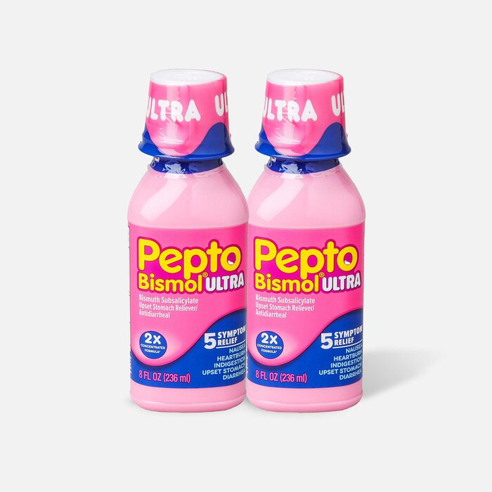 Pepto Bismol Ultra 5 Symptom Stomach Relief Liquid, Original, 12 oz. (2-Pack), , large