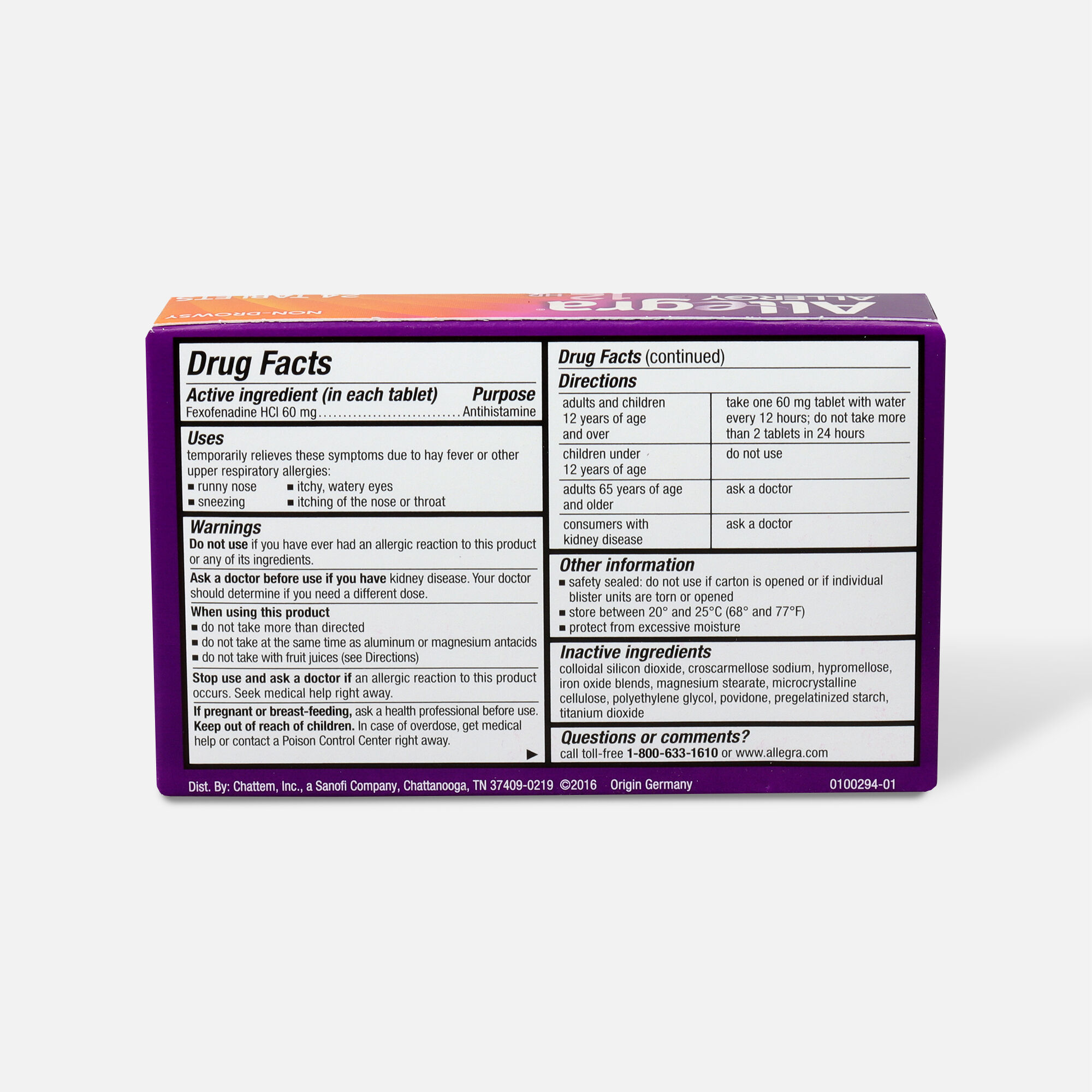 Allegra Allergy 12 Hour Non-Drowsy, 24 ct., , large