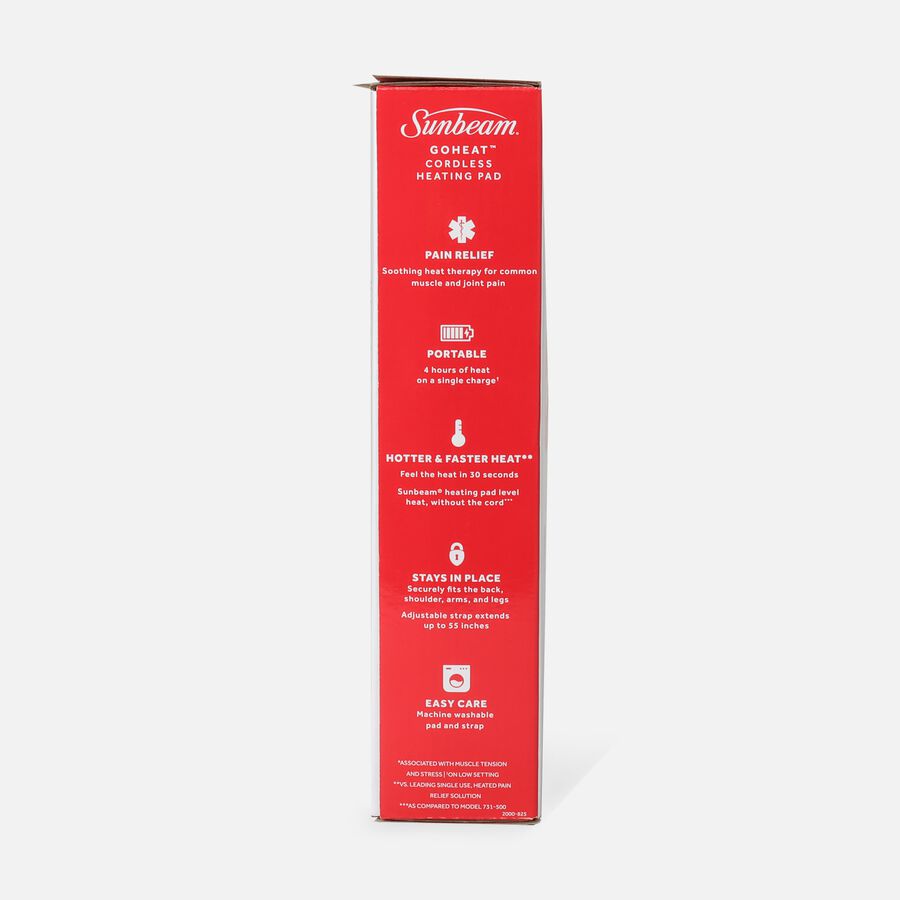 Sunbeam GoHeat Cordless Basic Heating Pad, Gray, 3 Heat Settings, , large image number 2