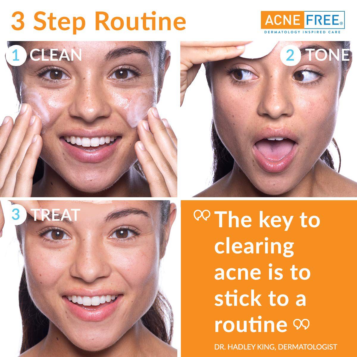 AcneFree Oil Free 24 HR Acne Clearing System, 3 Piece Kit, , large